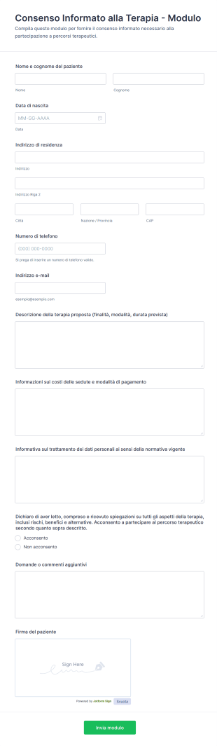 Consenso Informato Alla Terapia Modulo