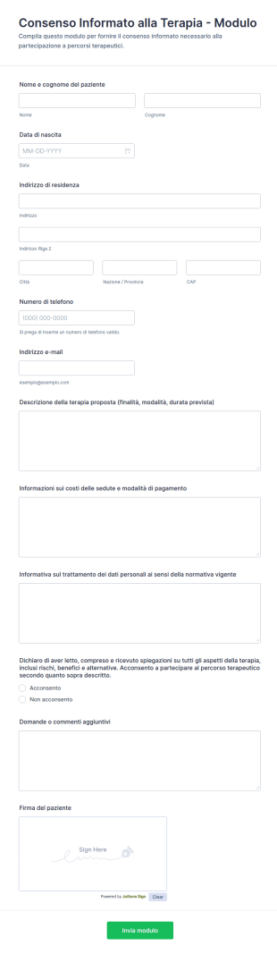 Consenso Informato Alla Terapia Modulo