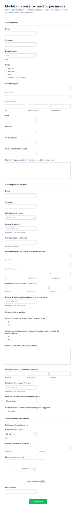 Consenso Medico Del Minore Form