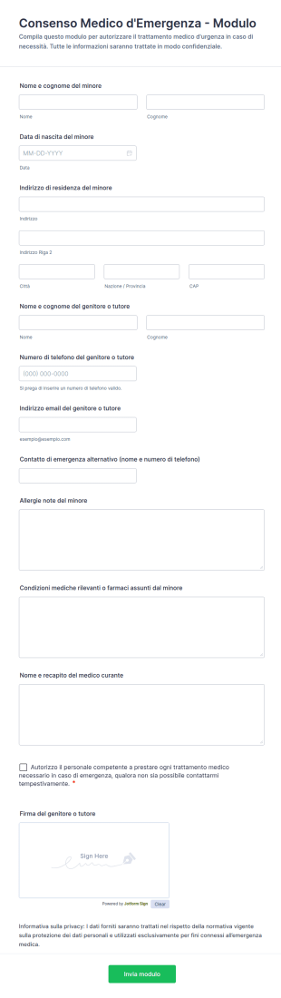 Consenso Medico D'Emergenza Modulo