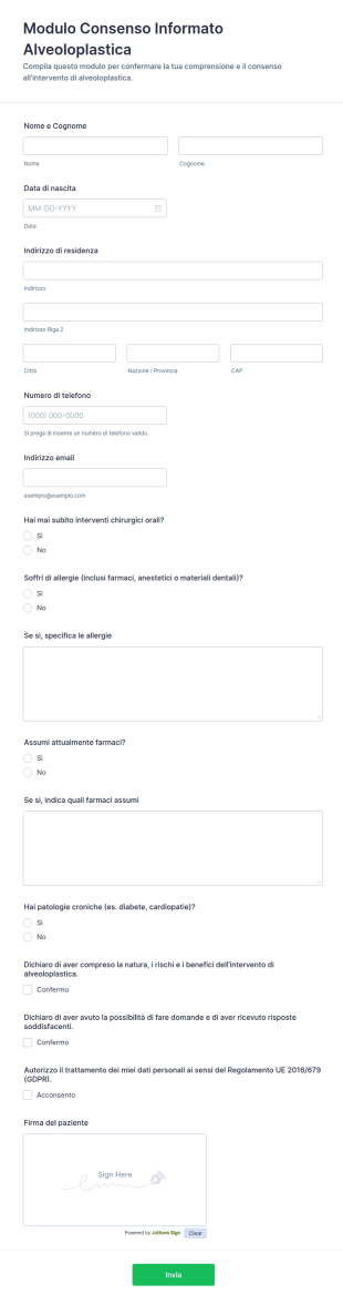 Consenso Per Alveoloplastica Waiver