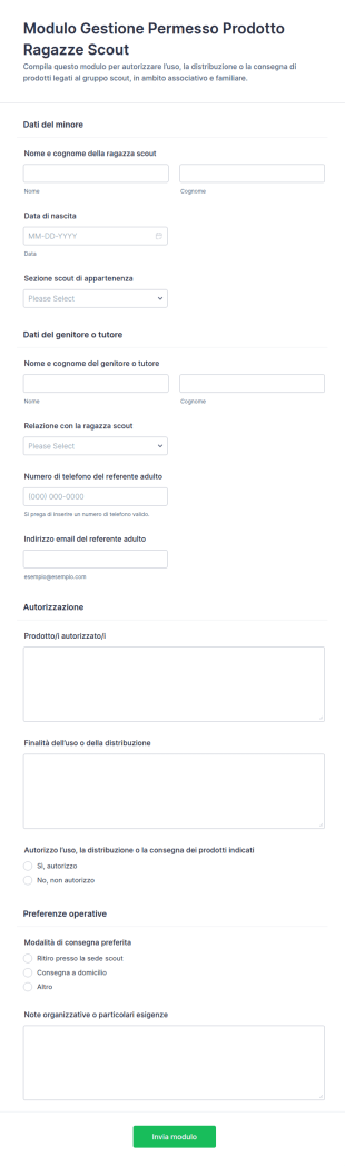 Consenso Per La Partecipazione Ai Prodotti Delle Guide E Degli Scout Form