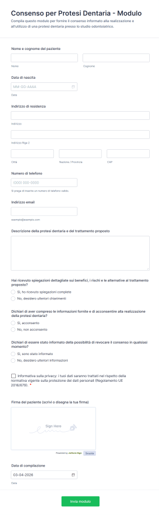 Consenso Per Protesi Dentaria Modulo