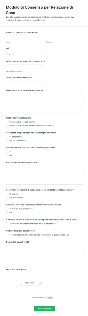 Consenso Per Segnalazione Di Caso Waiver