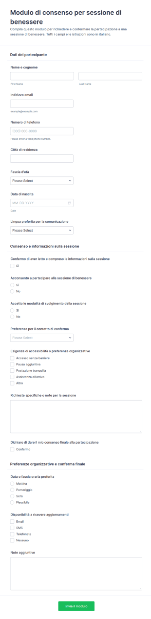 Consenso Per Sessione Di Benessere