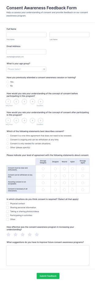 Consent Awareness Feedback Form Template