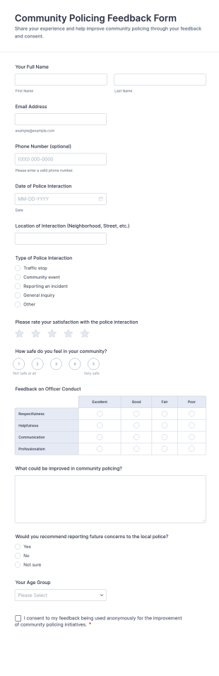 Consent Based Community Policing Feedback Form Template