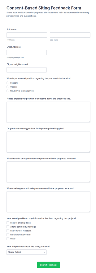 Consent Based Siting Feedback Form Template