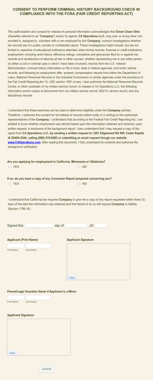 Consent Form Background Check