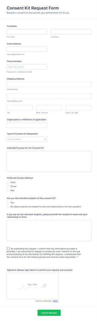 Consent Kit Request Form Template