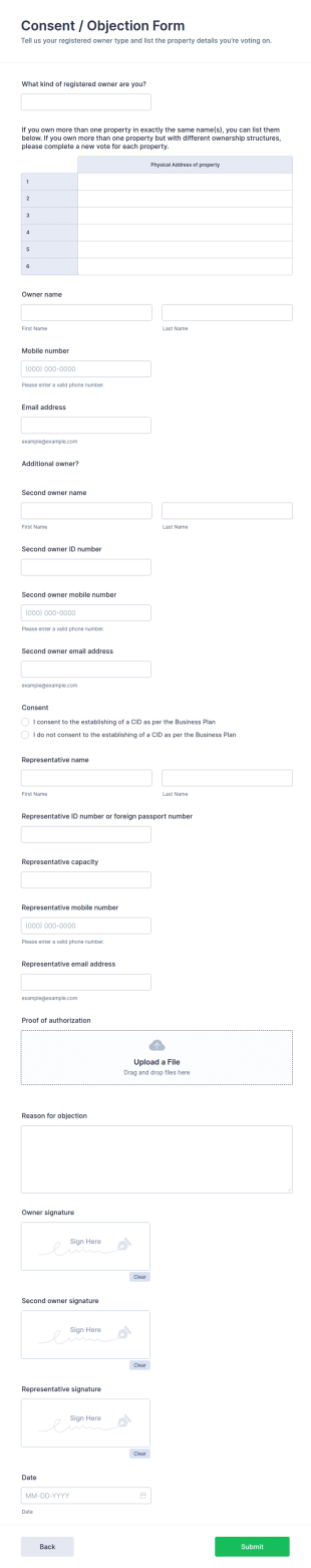 Consent Objection Form Template