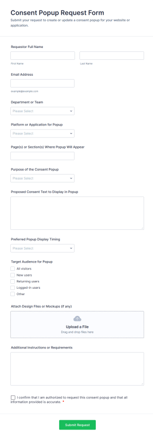 Consent Popup Request Form Template
