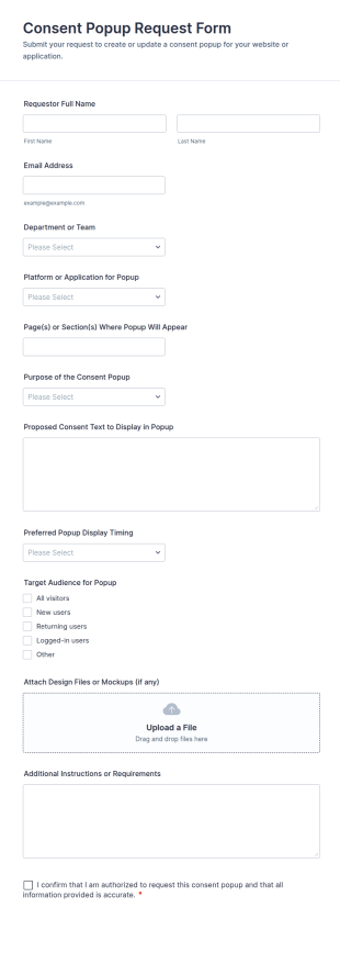 Consent Popup Request Form Template