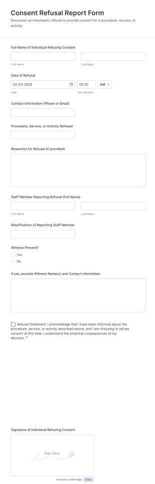 Consent Refusal Report Form Template