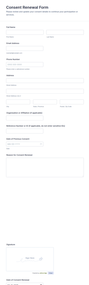 Consent Renewal Form Template