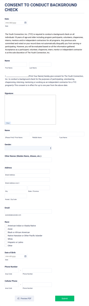 Consent To Conduct Background Check Form Template