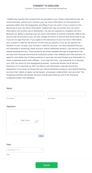 Consent To Disclose Tax Return Form Template