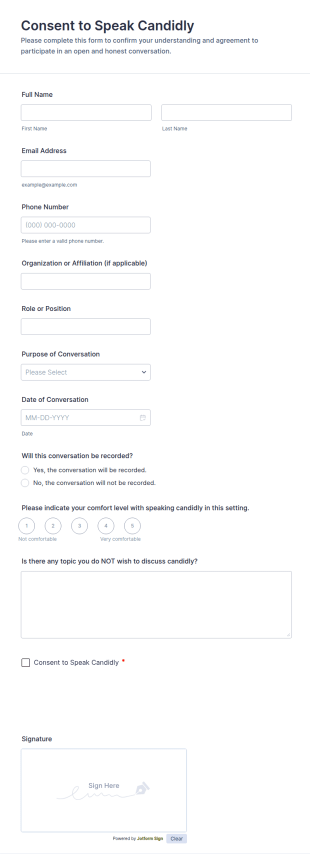 Consent To Speak Candidly Form Template