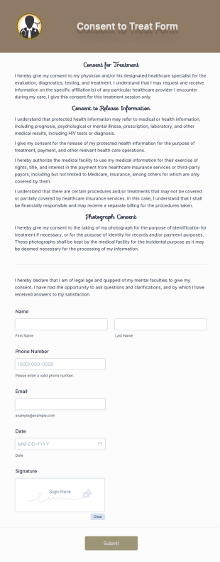 Consent To Treat Form Template