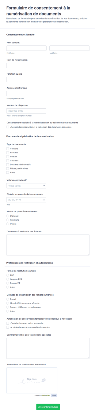 Consentement De Numérisation De Documents Waiver