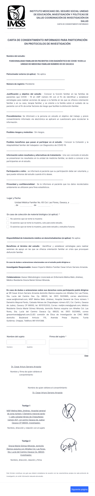 Consentimiento Informado / Cuestionario