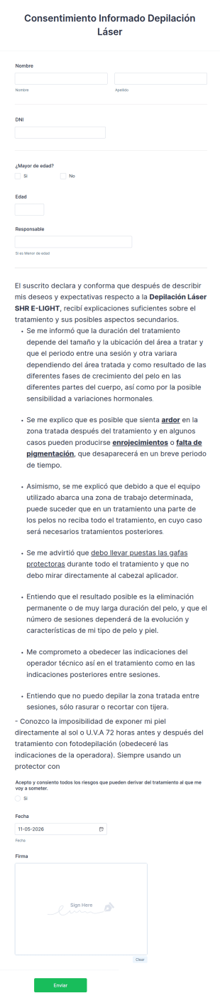 Consentimiento Informado Depilación Láser