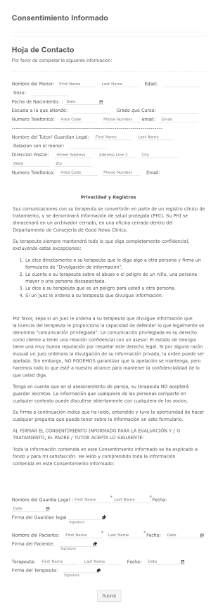 Consentimiento Informado Para Familias Form Template