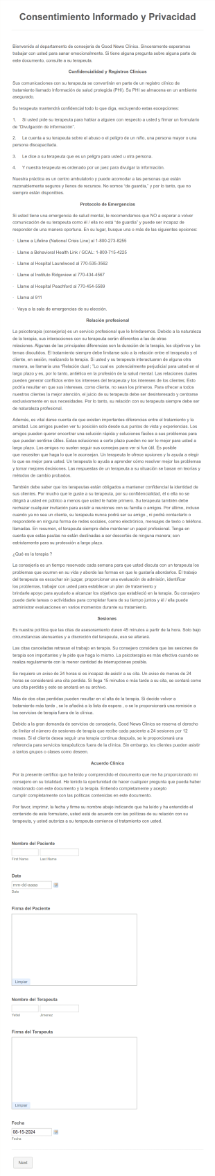 CONSENTIMIENTO INFORMADO Y PRIVACIDAD Form Template