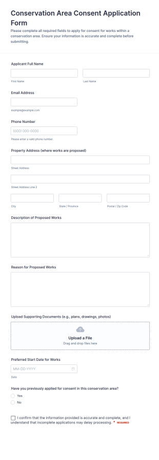 Conservation Area Consent Application Form Template