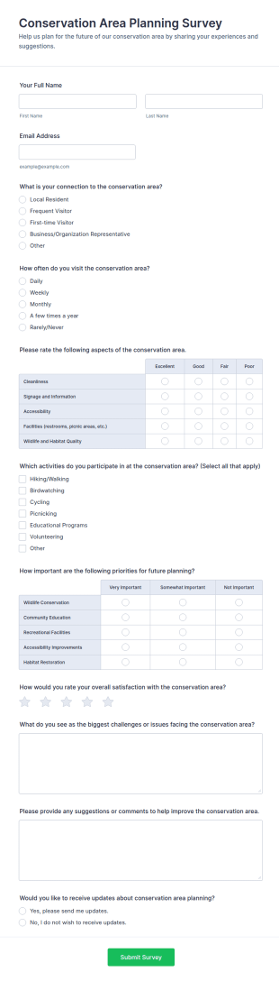 Conservation Area Planning Survey Form Template