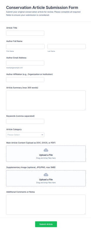 Conservation Article Submission Form Template