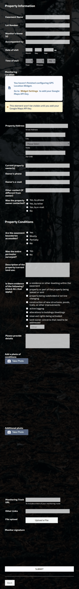 Conservation Easement Monitoring Report Form Template