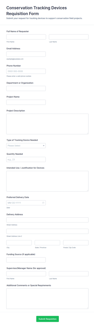 Conservation Tracking Devices Requisition Form Template