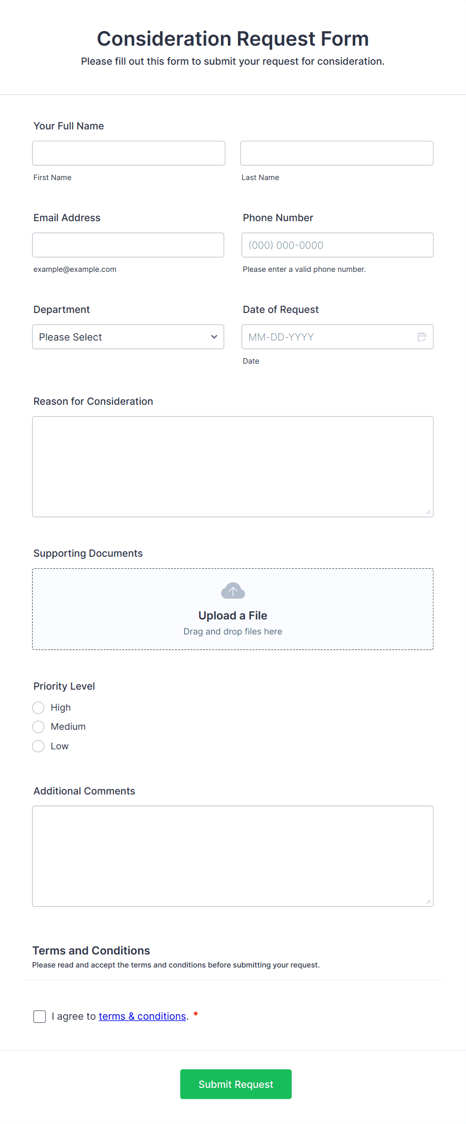 Consideration Request Form Template | Jotform