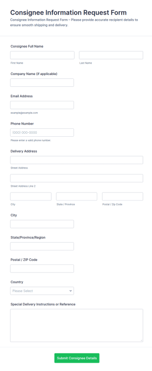 Consignee Information Request Form Template