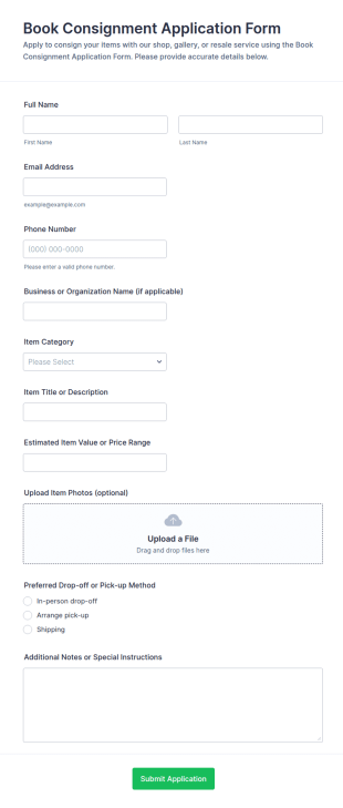 Consignment Application Form Template