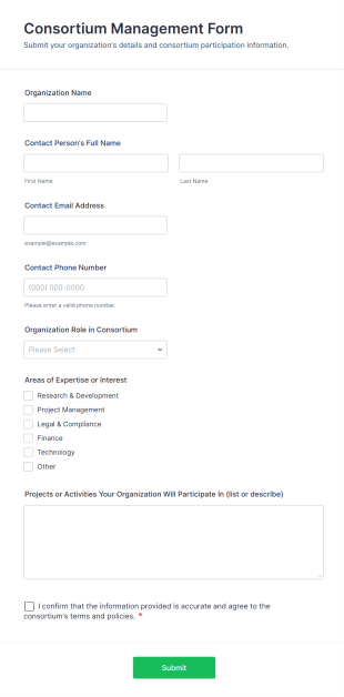 Consortium Management Form Template