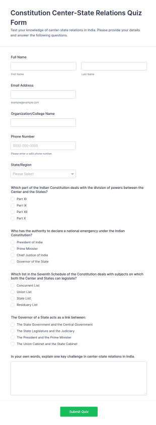 Constitution Center State Relations Quiz Form Template