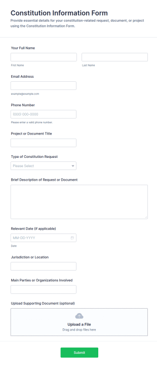 Constitution Information Form Template