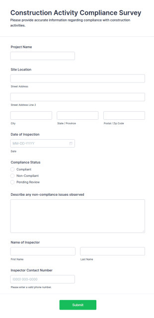 Construction Activity Compliance Survey Form Template
