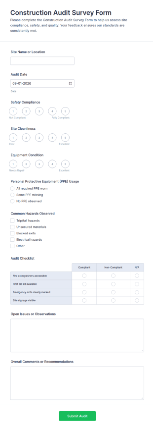 Construction Audit Survey Form Template