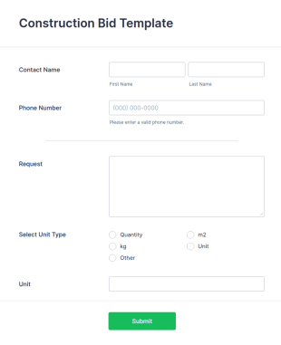 Construction Bid Template