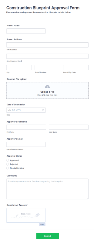 Construction Blueprint Approval Form Template