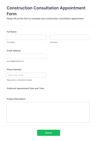 Construction Consultation Appointment Form Template