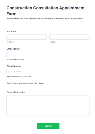 Construction Consultation Appointment Form Template