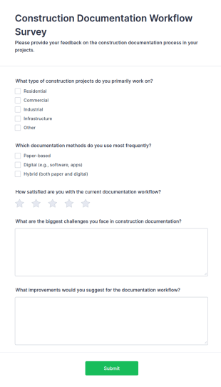 Construction Documentation Workflow Survey Form Template