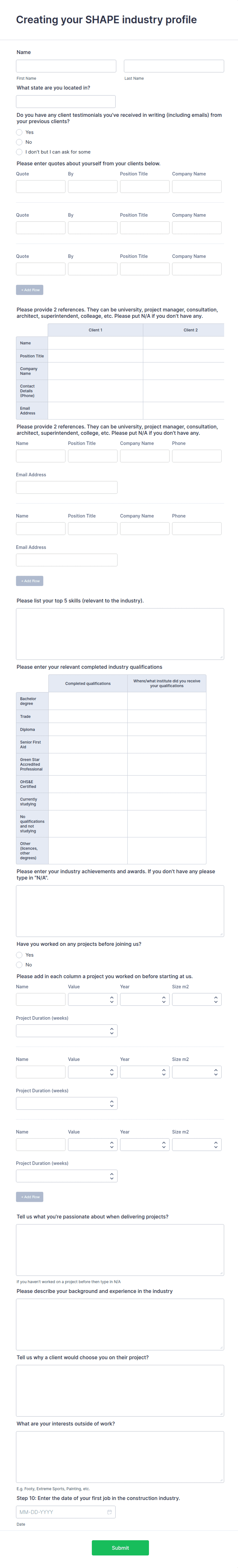 Construction Job Application Form Template Jotform