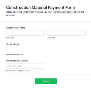 Construction Material Payment Form Template
