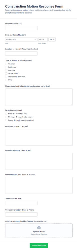 Construction Motion Response Form Template