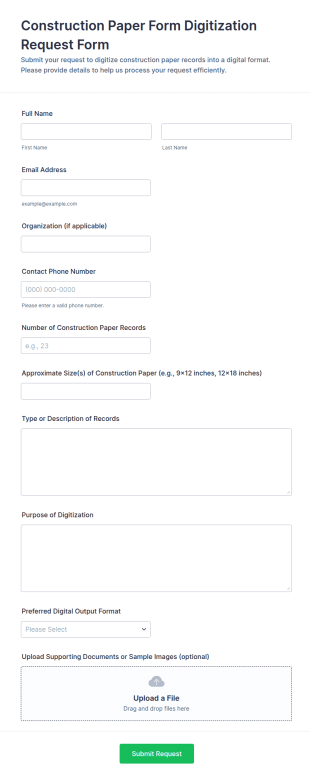 Construction Paper Digitization Request Form Template